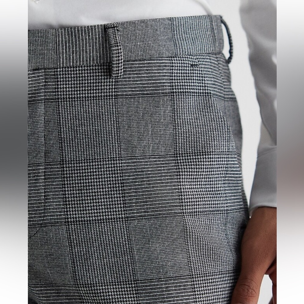 NWT Express Extra Slim Plaid Flannel Elastic Waist Dress Pant - Picture 2 of 14